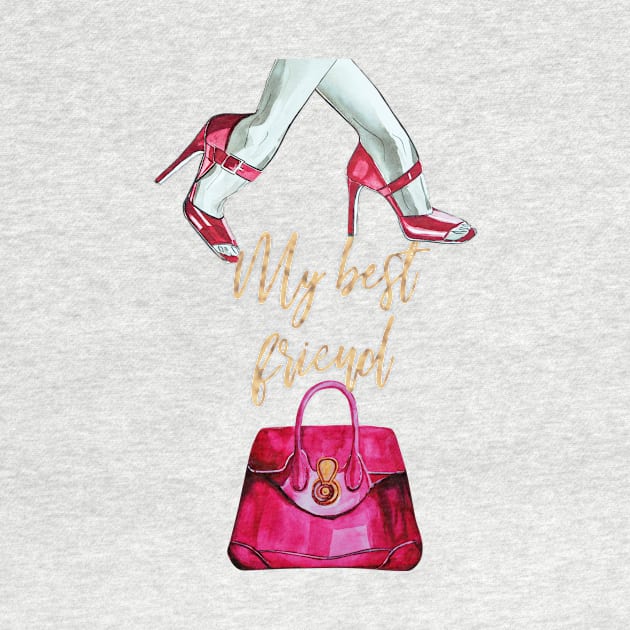 My best friend, red shoes and bags by IngaDesign